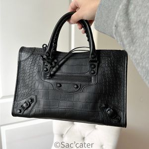 NEW | Balenciaga City Small Black Bag Croco Embossed So Black(Discontinued)